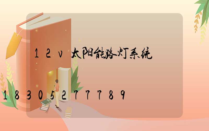 12v太阳能路灯系统