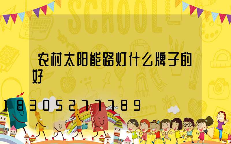 农村太阳能路灯什么牌子的好