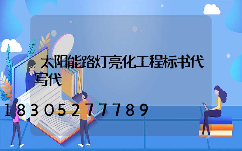 太阳能路灯亮化工程标书代写代