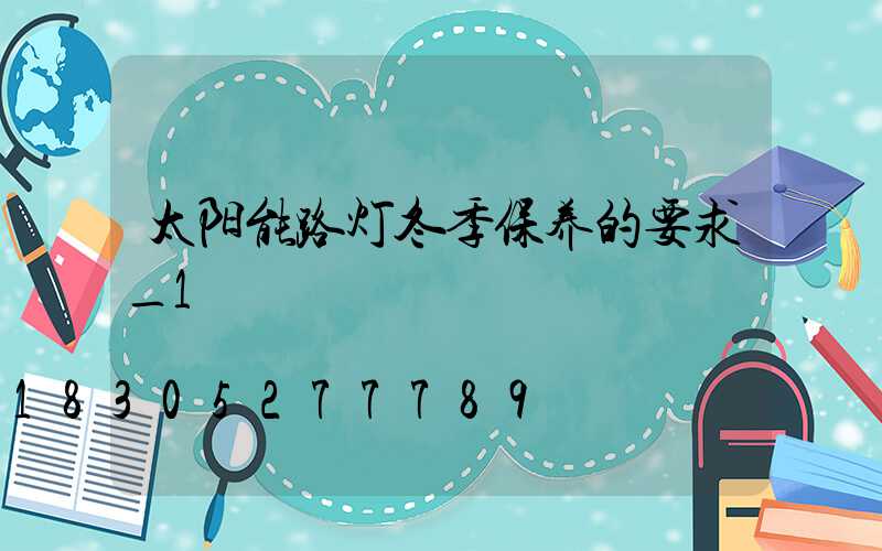 太阳能路灯冬季保养的要求_1