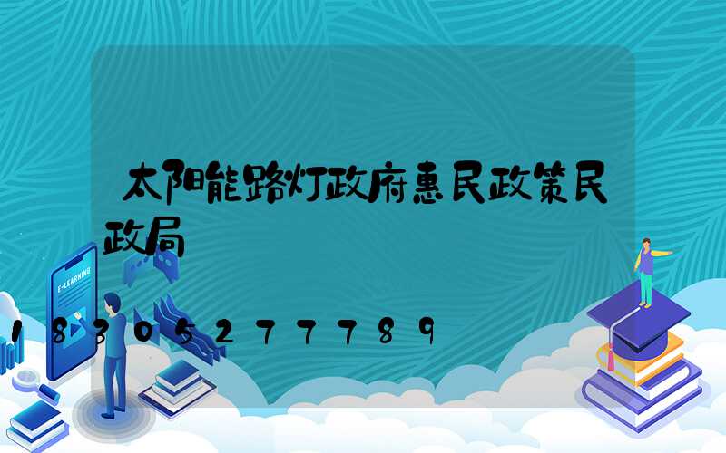 太阳能路灯政府惠民政策民政局