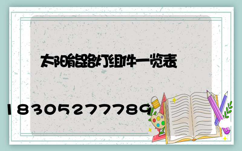 太阳能路灯组件一览表