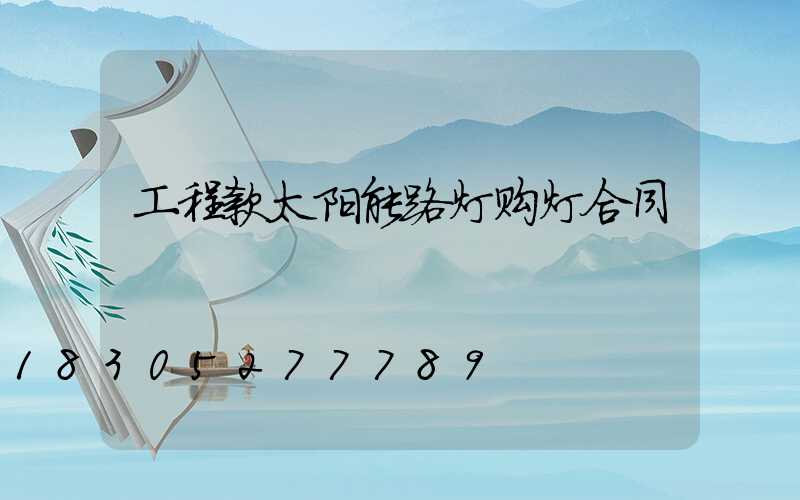 工程款太阳能路灯购灯合同