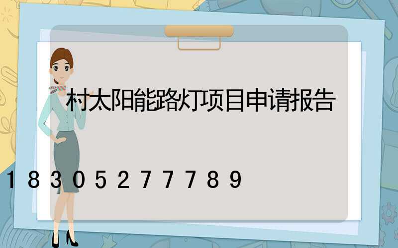村太阳能路灯项目申请报告