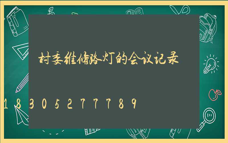 村委维修路灯的会议记录