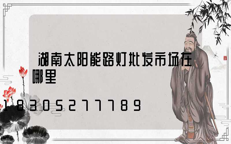 湖南太阳能路灯批发市场在哪里