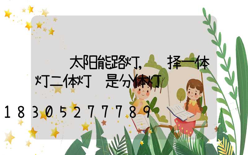 选购太阳能路灯,选择一体灯二体灯还是分体灯